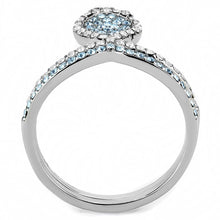 Load image into Gallery viewer, DA268 - High polished (no plating) Stainless Steel Ring with AAA Grade CZ  in Sea Blue