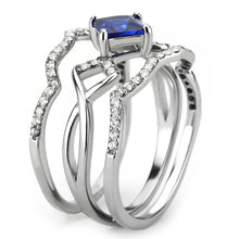Load image into Gallery viewer, DA272 - High polished (no plating) Stainless Steel Ring with Synthetic Spinel in London Blue