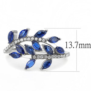 DA274 - High polished (no plating) Stainless Steel Ring with Synthetic Spinel in London Blue