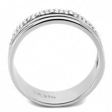 Load image into Gallery viewer, DA275 - High polished (no plating) Stainless Steel Ring with AAA Grade CZ  in Clear