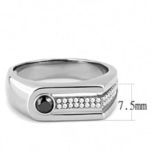 Load image into Gallery viewer, DA286 - High polished (no plating) Stainless Steel Ring with AAA Grade CZ  in Black Diamond