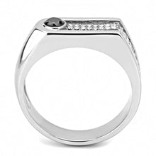 Load image into Gallery viewer, DA286 - High polished (no plating) Stainless Steel Ring with AAA Grade CZ  in Black Diamond