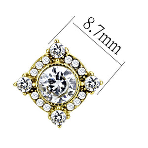 DA293 - IP Gold(Ion Plating) Stainless Steel Earrings with AAA Grade CZ  in Clear