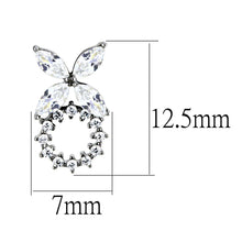 Load image into Gallery viewer, DA296 - High polished (no plating) Stainless Steel Earrings with AAA Grade CZ  in Clear