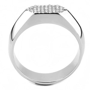 DA302 - No Plating Stainless Steel Ring with AAA Grade CZ  in Clear