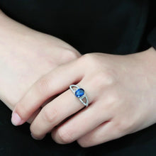 Load image into Gallery viewer, DA306 - No Plating Stainless Steel Ring with Synthetic Spinel in London Blue