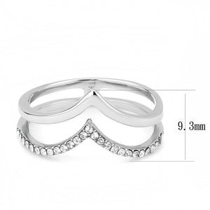 DA308 - No Plating Stainless Steel Ring with AAA Grade CZ  in Clear