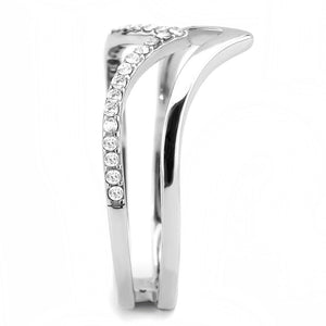 DA308 - No Plating Stainless Steel Ring with AAA Grade CZ  in Clear