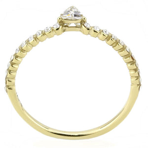 DA323 - IP Gold(Ion Plating) Stainless Steel Ring with AAA Grade CZ  in Clear