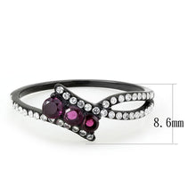 Load image into Gallery viewer, DA324 - IP Black(Ion Plating) Stainless Steel Ring with AAA Grade CZ  in Fuchsia