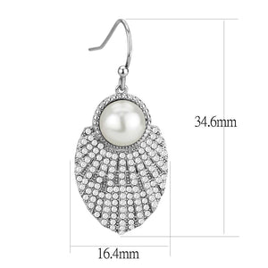 DA330 - No Plating Stainless Steel Earrings with Synthetic Pearl in White