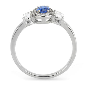 DA337 - No Plating Stainless Steel Ring with Synthetic Spinel in London Blue