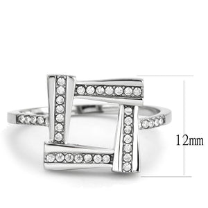 DA341 - No Plating Stainless Steel Ring with AAA Grade CZ  in Clear