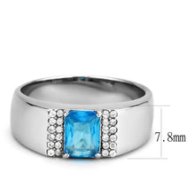 Load image into Gallery viewer, DA344 - No Plating Stainless Steel Ring with Synthetic Synthetic Glass in Sea Blue