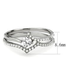 Load image into Gallery viewer, DA350 - High polished (no plating) Stainless Steel Ring with AAA Grade CZ  in Clear