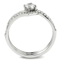 Load image into Gallery viewer, DA350 - High polished (no plating) Stainless Steel Ring with AAA Grade CZ  in Clear