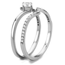 Load image into Gallery viewer, DA350 - High polished (no plating) Stainless Steel Ring with AAA Grade CZ  in Clear