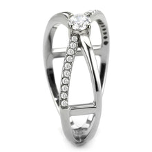 Load image into Gallery viewer, DA351 - High polished (no plating) Stainless Steel Ring with AAA Grade CZ  in Clear