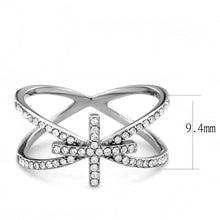 Load image into Gallery viewer, DA353 - High polished (no plating) Stainless Steel Ring with AAA Grade CZ  in Clear