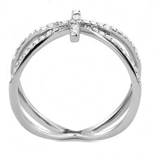 Load image into Gallery viewer, DA353 - High polished (no plating) Stainless Steel Ring with AAA Grade CZ  in Clear