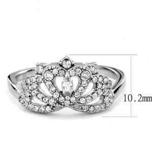 DA354 - High polished (no plating) Stainless Steel Ring with AAA Grade CZ  in Clear