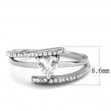 Load image into Gallery viewer, DA355 - High polished (no plating) Stainless Steel Ring with AAA Grade CZ  in Clear