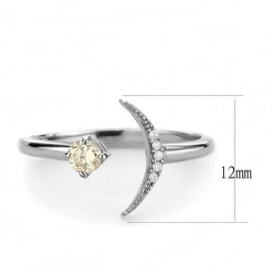 DA358 - High polished (no plating) Stainless Steel Ring with AAA Grade CZ  in Champagne