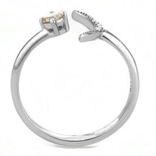 Load image into Gallery viewer, DA358 - High polished (no plating) Stainless Steel Ring with AAA Grade CZ  in Champagne