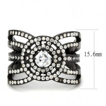 Load image into Gallery viewer, DA363 - IP Black(Ion Plating) Stainless Steel Ring with AAA Grade CZ  in Clear
