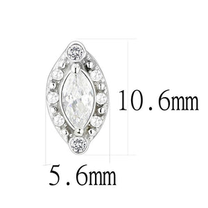 DA368 - High polished (no plating) Stainless Steel Earrings with AAA Grade CZ  in Clear