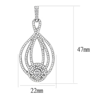 DA374 - High polished (no plating) Stainless Steel Earrings with AAA Grade CZ  in Clear