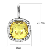 Load image into Gallery viewer, DA379 - High polished (no plating) Stainless Steel Earrings with Top Grade Crystal  in Topaz