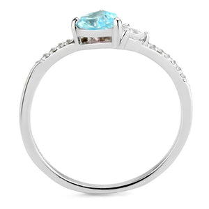 DA384Q - High polished (no plating) Stainless Steel Ring with AAA Grade CZ  in Multi Color
