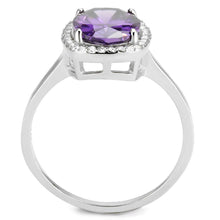 Load image into Gallery viewer, DA385 - High polished (no plating) Stainless Steel Ring with AAA Grade CZ  in Amethyst
