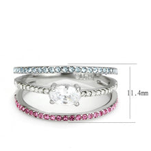 Load image into Gallery viewer, DA386 - High polished (no plating) Stainless Steel Ring with AAA Grade CZ  in Multi Color