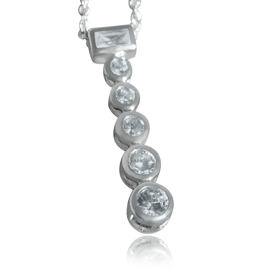 LOAS1371 - Rhodium Plating 925 Sterling Silver Chain Pendant with AAA CZ in Clear