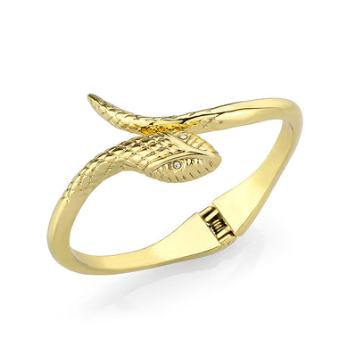 LO2140G - Flash Gold Plated Snake Bangle with Top Grade Crystals