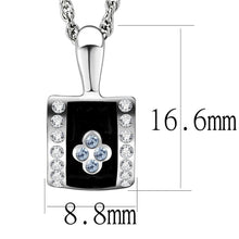 Load image into Gallery viewer, LO224 Rhodium Brass Chain Pendant with Top Grade Crystal in Sea Blue