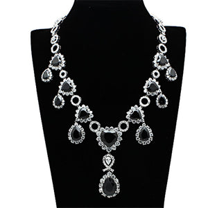 LO2325 - Rhodium Brass Jewelry Sets with AAA Grade CZ  in Jet