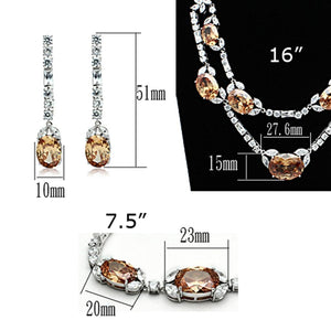 LO2326 - Rhodium Brass Jewelry Sets with AAA Grade CZ  in Champagne