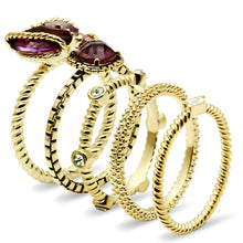 Load image into Gallery viewer, LO2502 - Gold Brass Ring with Synthetic Synthetic Glass in Amethyst