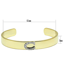 Load image into Gallery viewer, LO2572 - Gold+Rhodium White Metal Bangle with Top Grade Crystal  in Clear