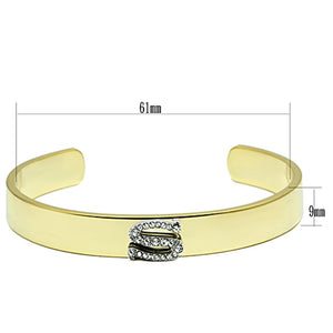 LO2588 - Gold+Rhodium White Metal Bangle with Top Grade Crystal  in Clear