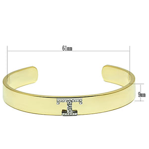 LO2589 - Gold+Rhodium White Metal Bangle with Top Grade Crystal  in Clear