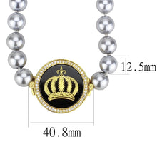 Load image into Gallery viewer, LO2646 - Gold Brass Necklace with Semi-Precious Onyx in Jet