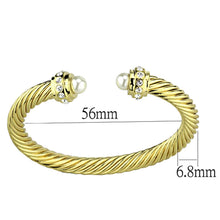 Load image into Gallery viewer, LO2727 - Gold Brass Bangle with Synthetic Pearl in White