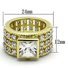 Load image into Gallery viewer, LO3002 - Gold+Rhodium Brass Ring with AAA Grade CZ  in Clear