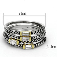 Load image into Gallery viewer, LO3060 - Reverse Two-Tone Brass Ring with Top Grade Crystal  in Clear