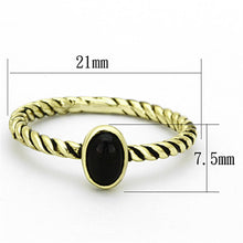 Load image into Gallery viewer, LO3063 - Gold Brass Ring with Synthetic Onyx in Jet