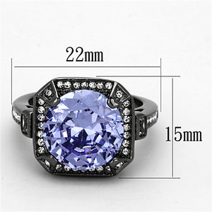 LO3075 - Ruthenium Brass Ring with AAA Grade CZ  in Tanzanite